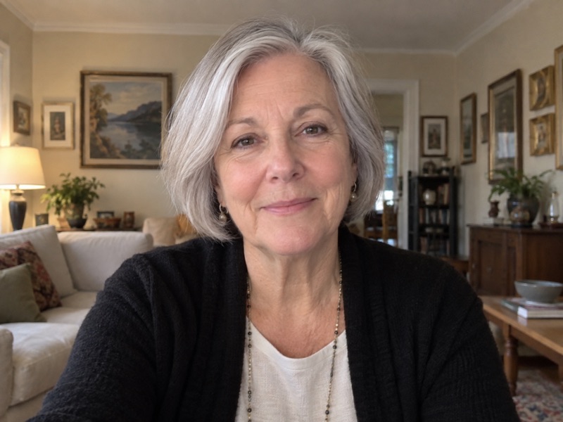 Nonprofit director smiling on a video call