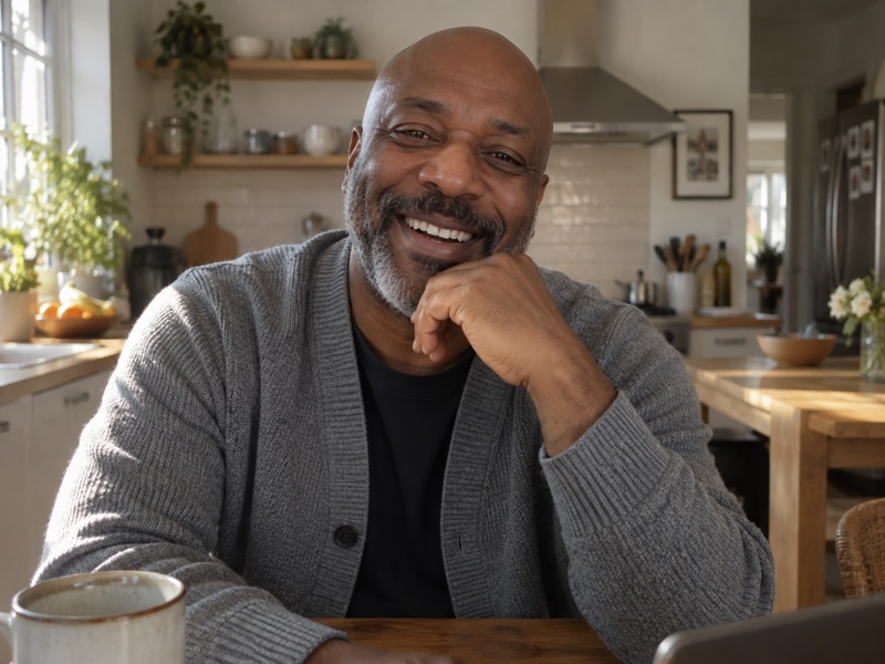 Business owner laughing on a video call